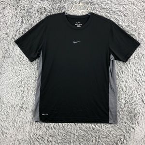 Nike Shirt Mens Large Dri Fit Athletic Workout Black Gray Shirt